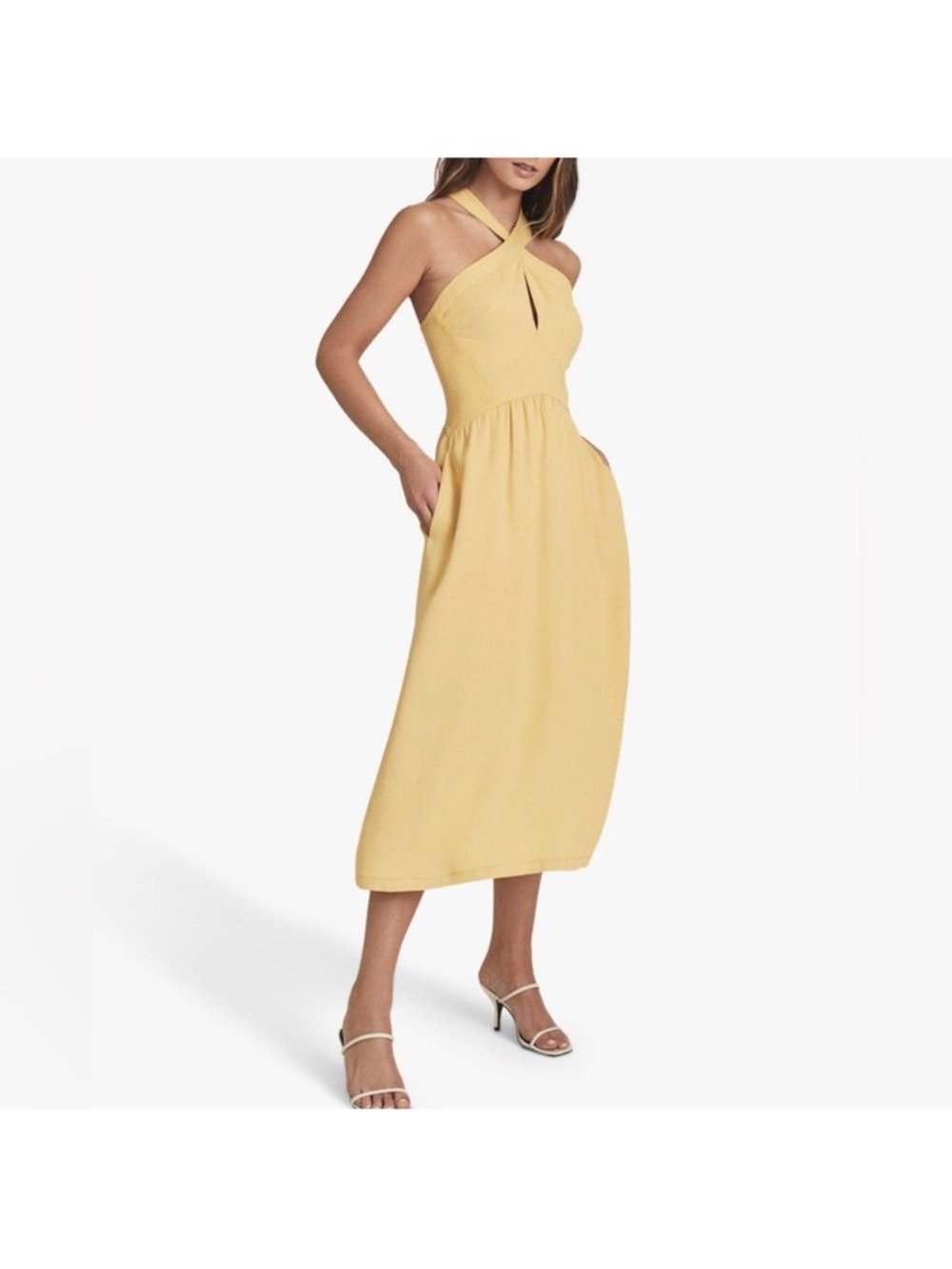 Reiss Yellow V-Neck Dress